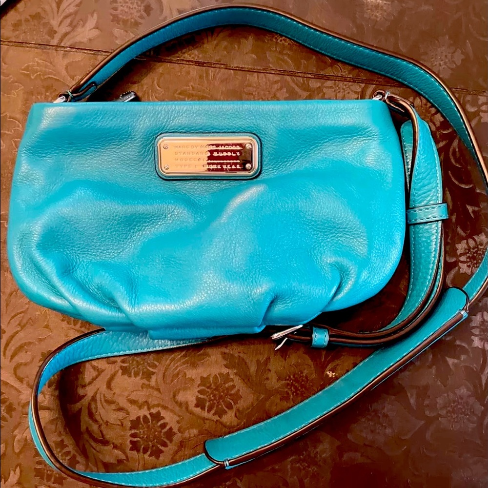 Marc Jacobs Classic Q Percy Leather Crossbody Bag Teal Pre-Owned
